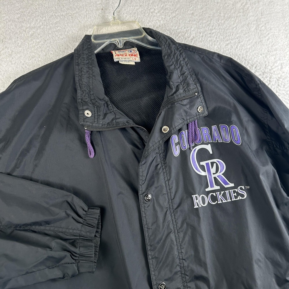 Vintage Colorado Rockies Jacket Mens Large Black MLB Baseball Apex One 90s Retro - Picture 2 of 16